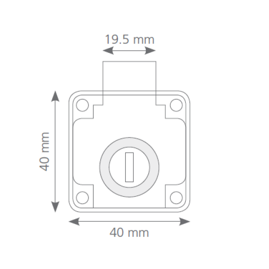 Canex Kare Çekmece Kilidi D 19 mm X L 22 mm - Mobilya Kilitleri