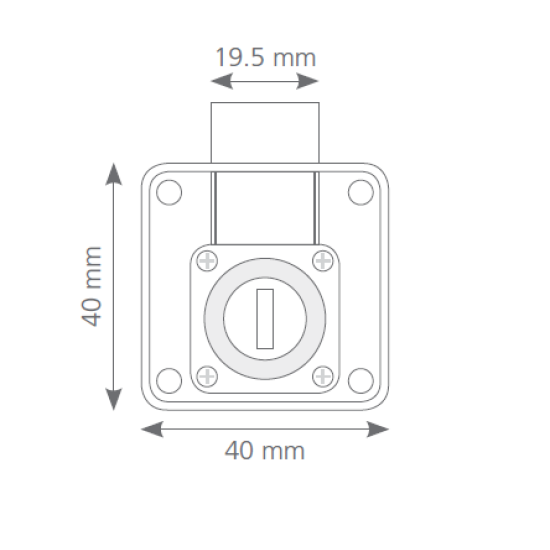 Canex Kare Çekmece Kildi - Zamak D 19 mm X L 22 mm - Mobilya Kilitleri