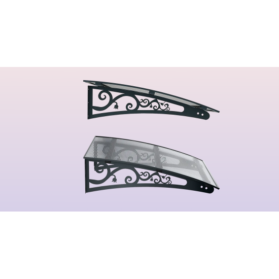 Metal Taşıyıcılı Kapı Üstü Pratik Sundurma Antrasit - Şeffaf Levha 210 x 70 Md2 - Metal Taşıyıcı Kapı Üstü Pratik Sundurma