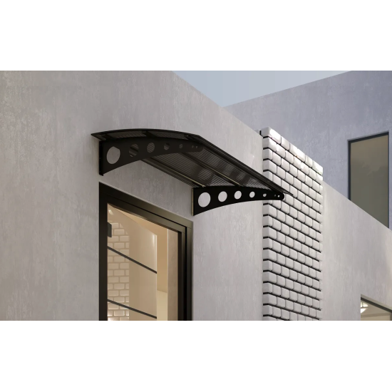 Metal Taşıyıcılı Kapı Üstü Pratik Sundurma Antrasit - Siyah Levha 350 x 150 Md2 - Metal Taşıyıcı Kapı Üstü Pratik Sundurma