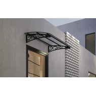 Metal Taşıyıcılı Kapı Üstü Pratik Sundurma Antrasit - Şeffaf Levha 350 x 150 Md2