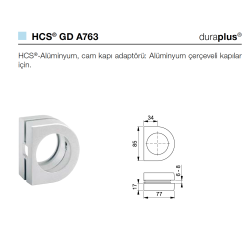 Hoppe  Alüminyum Çerçeveli Cam Kapılar İçin Profil Kapı Adaptörü HCS GD A764
