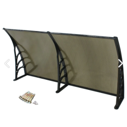 Kapı Üstü Pratik Sundurma 240 Cm X 80 Cm Siyah Ayak -Bronz Levha