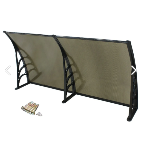Kapı Üstü Pratik Sundurma 240 Cm X 80 Cm Siyah Ayak -Bronz Levha - Kapı Üstü Pratik Sundurma