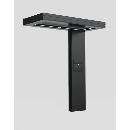 Alüminyum Işıklı Sundurma Vera Viela Mono Right 200 cm x 90 cm Ledli Posta Kutulu - Alüminyum Işıklı Sundurma