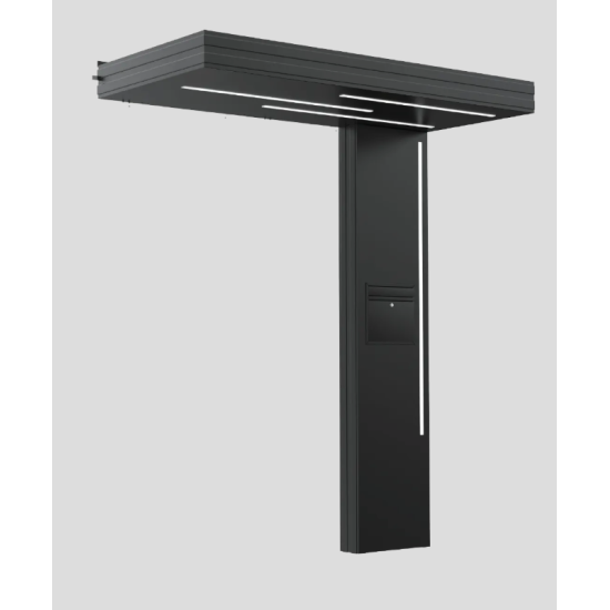 Alüminyum Işıklı Sundurma Vera Mono Right 200 cm x 90 cm Ledli Posta Kutulu - Alüminyum Işıklı Sundurma