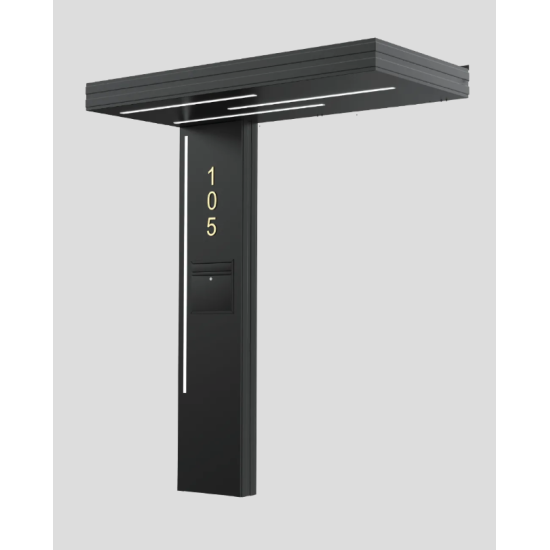 Alüminyum Işıklı Sundurma Vera Mono Left 200 cm x 90 cm Ledli Posta Kutulu - Alüminyum Işıklı Sundurma