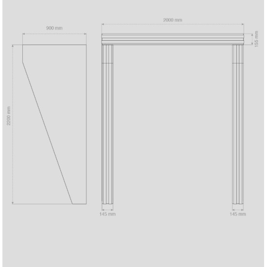 Alüminyum Işıklı Sundurma Angle Dual Viela 200 cm x 90 cm Ledli - Alüminyum Işıklı Sundurma