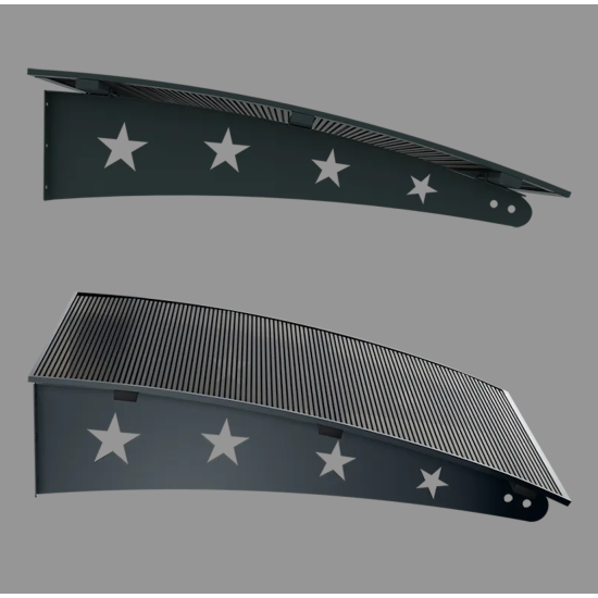 Metal Taşıyıcılı Kapı Üstü Pratik Sundurma Yıldız Modeli Antrasit - Siyah Levha 100 x 100 cm - Metal Taşıyıcı Kapı Üstü Pratik Sundurma