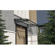 Metal Taşıyıcılı Kapı Üstü Pratik Sundurma Lotus Modeli Antrasit - Şeffaf Levha 100 x 100 cm