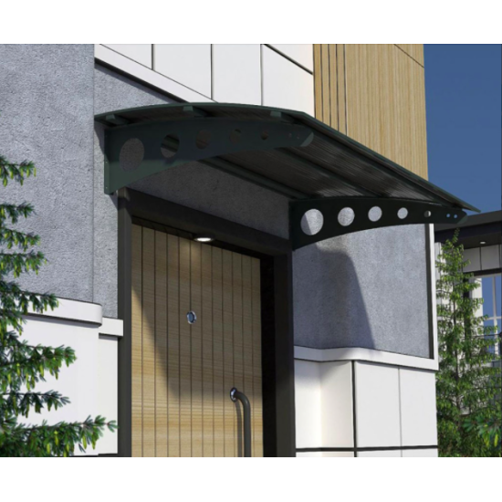 Metal Taşıyıcılı Kapı Üstü Pratik Sundurma Antrasit - Siyah Levha 210 x 135 Md1