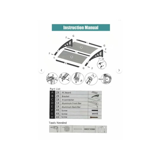 Kapı Pencere Üstü Pratik Sundurma 200 X 80 Gri