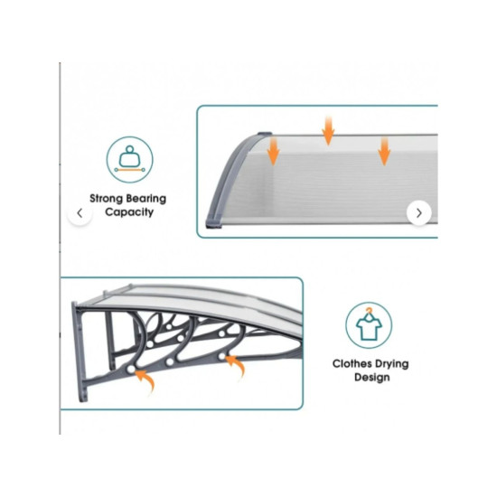 Kapı Pencere Üstü Pratik Sundurma 200 X 80 Gri
