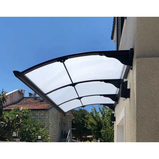 Yağmur Oluklu Sundurma 300x125 cm 3 mm Solid Buz Beyazı - Yağmur Oluklu Sundurma