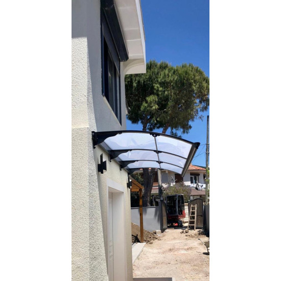 Yağmur Oluklu Sundurma 100x125 cm 3 mm Solid Buz Beyazı - Yağmur Oluklu Sundurma