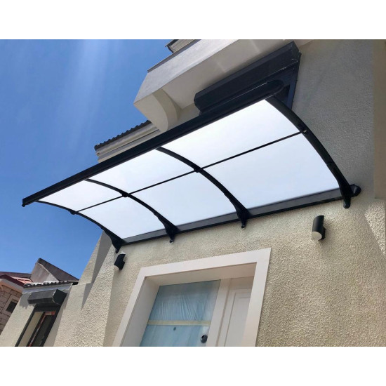 Yağmur Oluklu Sundurma 100x125 cm 3 mm Solid Buz Beyazı - Yağmur Oluklu Sundurma